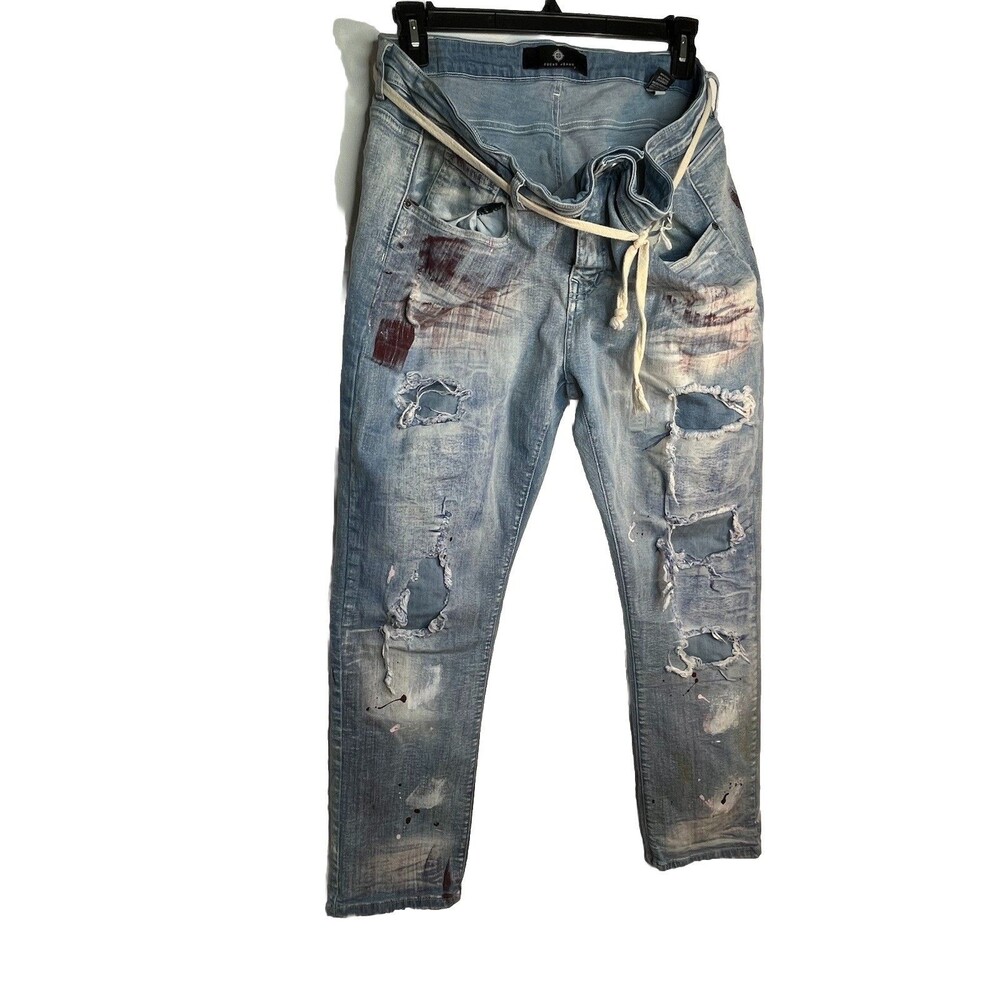 Focus Jeans Mens Size 42 / 32 blue Denim Thrashed Distressed Hip Hop Y2K worn